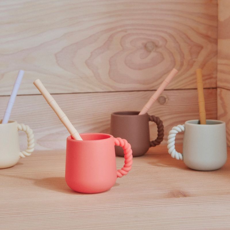 Paille en bambou et silicone - Lot de 6 - Couleurs froides