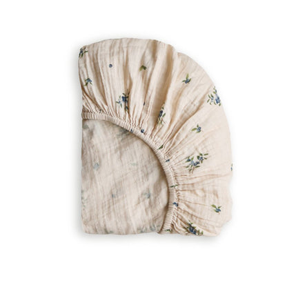 Draps-housses en mousseline de coton biologique pour berceau - Myrtille