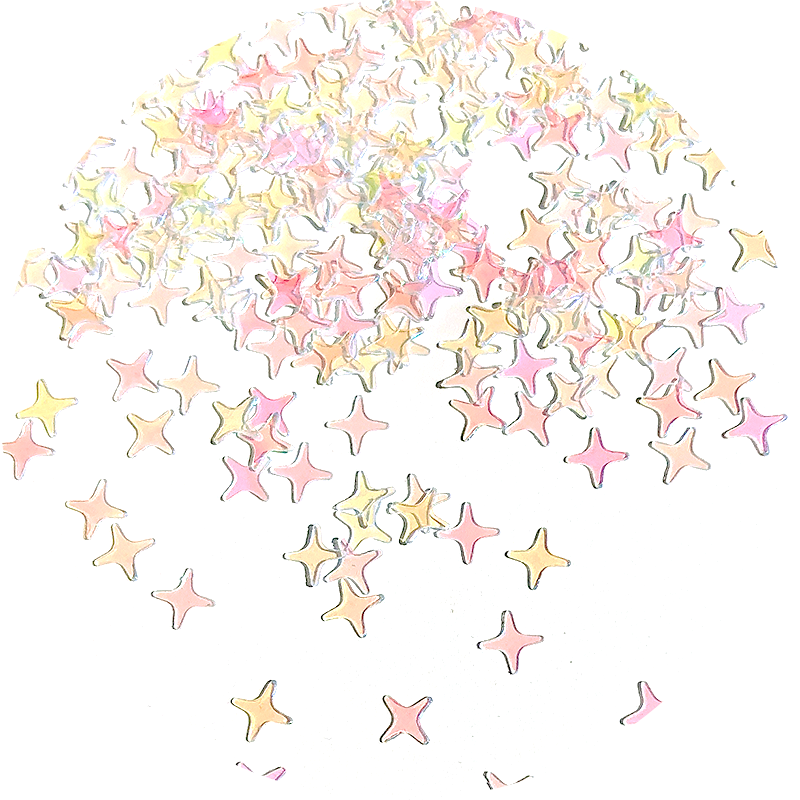 Paillettes étoiles transparentes arc-en-ciel à 4 pointes
