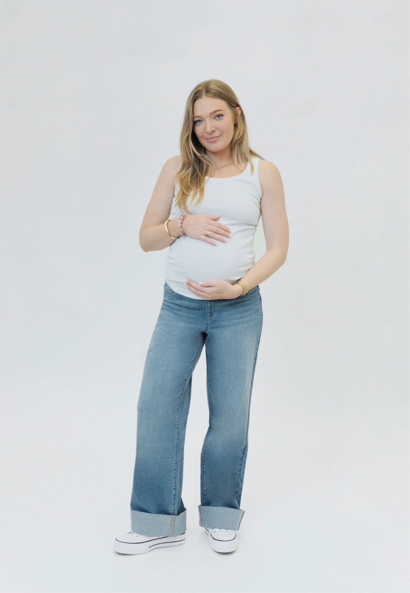 Willa Roll-Cuff Wide-Leg Maternity Jeans