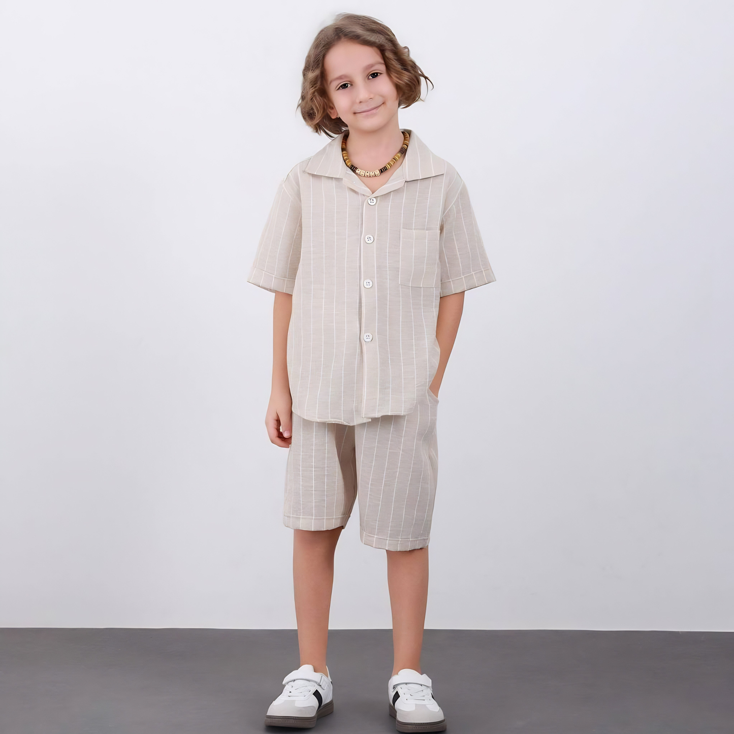 Ensemble short habillé à rayures Luca