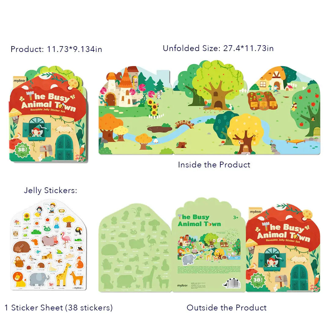Reusable Jelly Sticker Set - The Busy Animal Town