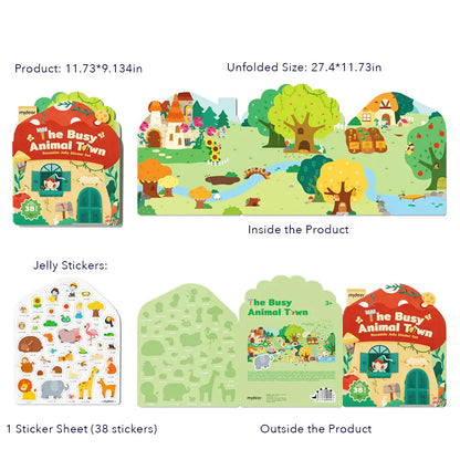 Reusable Jelly Sticker Set - The Busy Animal Town