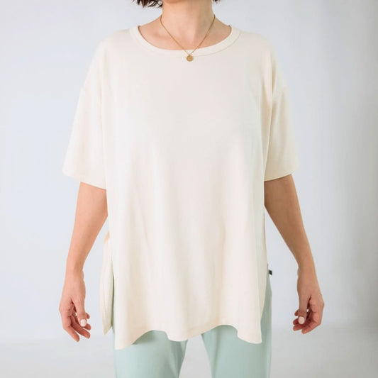 T-shirt oversize en bambou pour femme | Crème