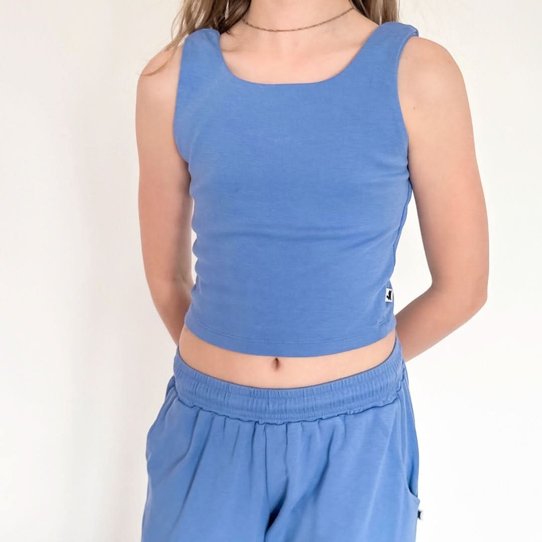 Youth Bamboo Longline Bralette-Style Tank | Tidal Blue