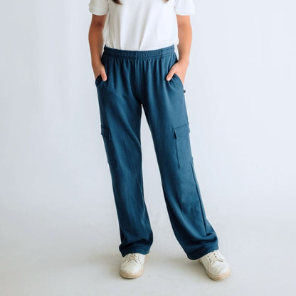 Pantalon cargo en polaire de bambou pour jeune | Noir