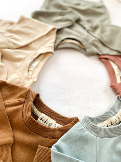 Ensemble survêtement bébé et enfant en coton biologique, sauge