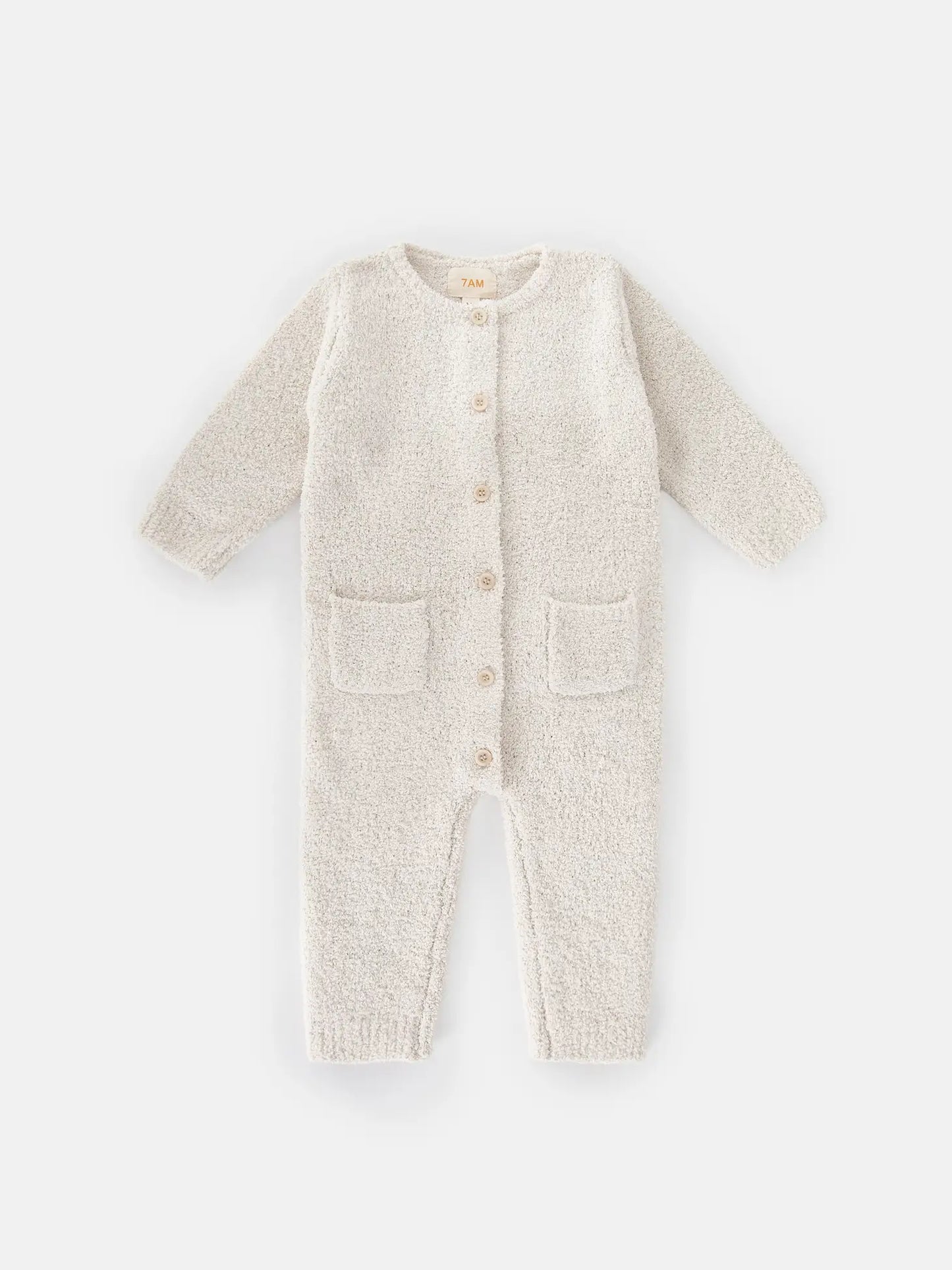 Long Sleeve Romper - Fuzzy | Ecru | 7AM
