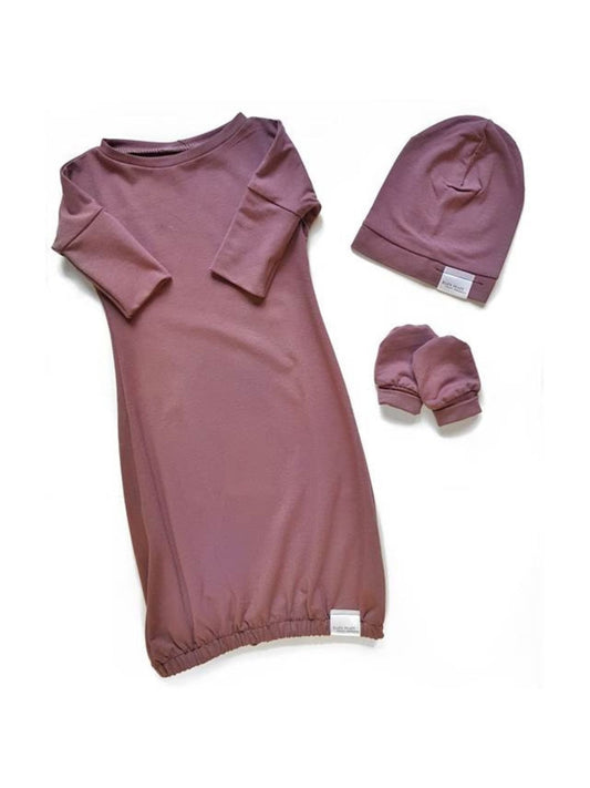 Newborn Gown Set – Rose Brown