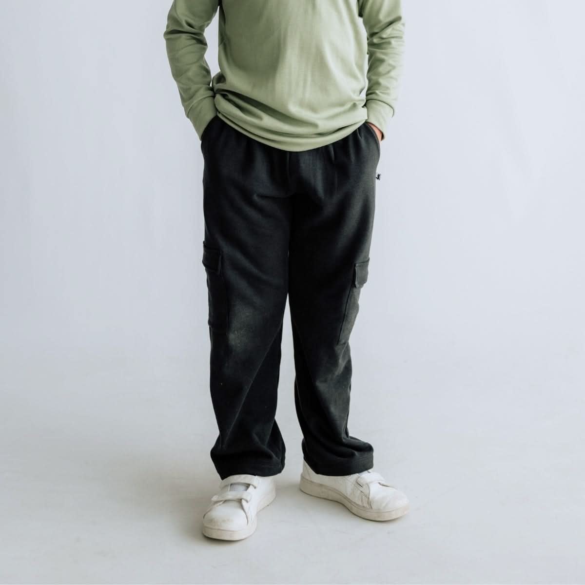 Youth Bamboo Fleece Cargo Pants | Navy