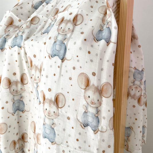 Création Jade Bamboo & Cotton Muslin - Gus Gus the Mouse