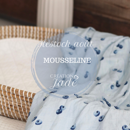 Mousseline bambou et coton - Bleuets