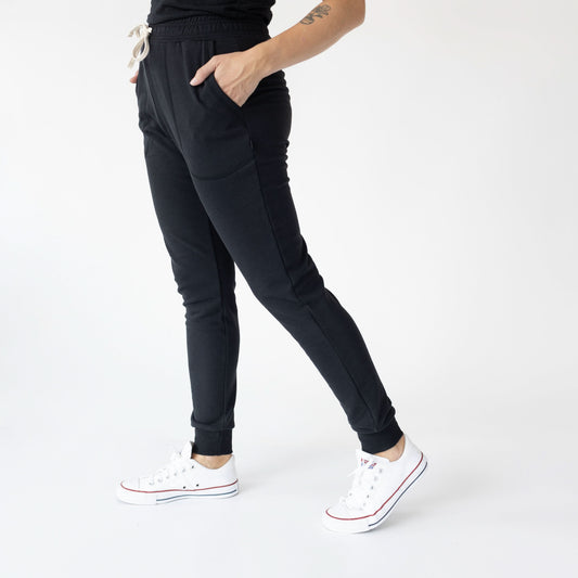 Joggers molletonnés en bambou pour femme | Noir