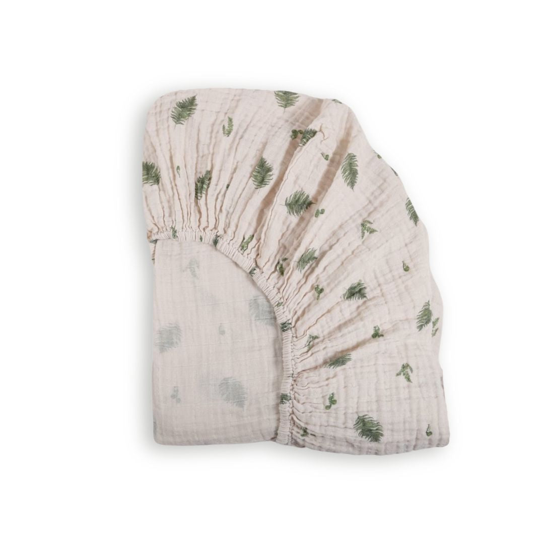 Draps-housses en mousseline de coton biologique pour berceau - Fougère