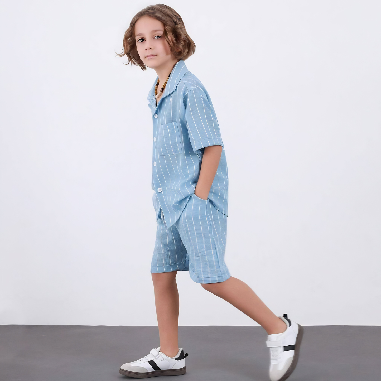 Ensemble short habillé à rayures Luca