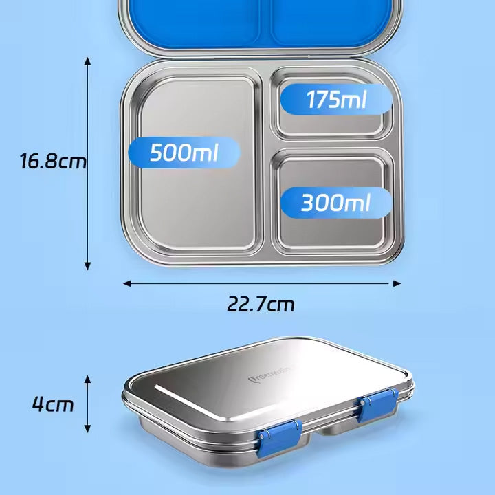 Boîte à déjeuner anti-fuite en acier inoxydable avec compartiments – Style Bento pour enfants et adultes