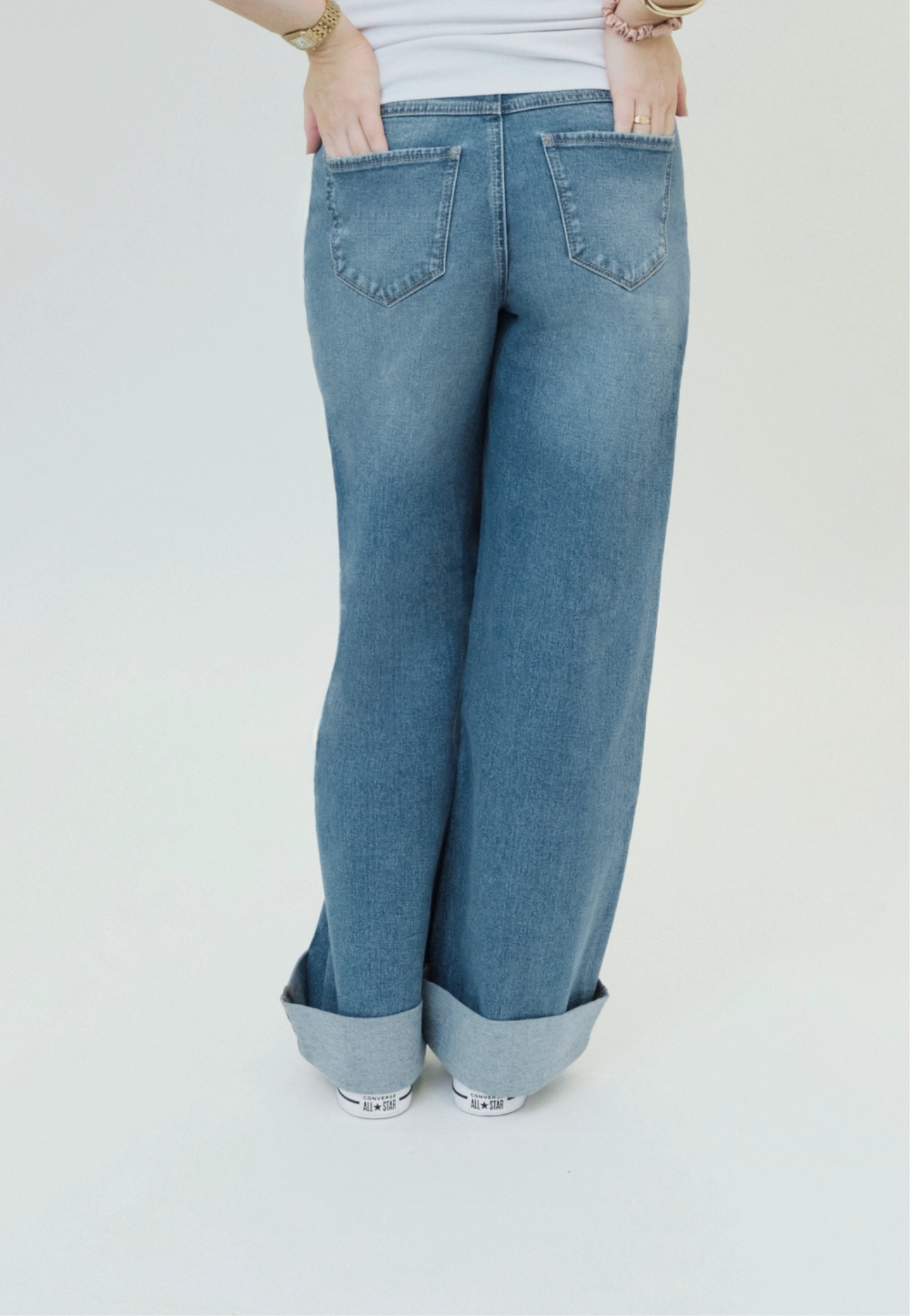 Willa Roll-Cuff Wide-Leg Maternity Jeans