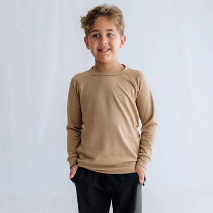 Haut à manches raglan en bambou pour jeunes | Bois de rose