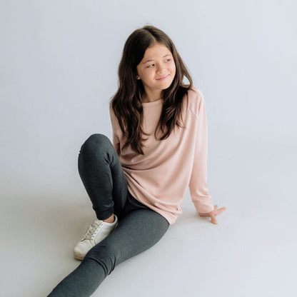 Haut à manches raglan en bambou pour jeunes | Bois de rose