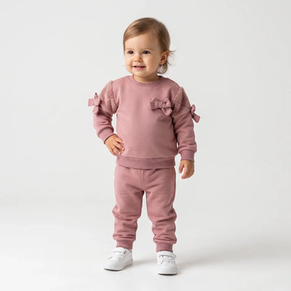 Fur Bows Cotton Joggers Set