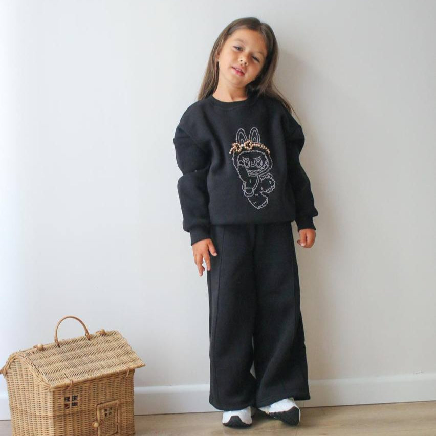 Ensemble décontracté La-Bu-Bu pour filles avec strass