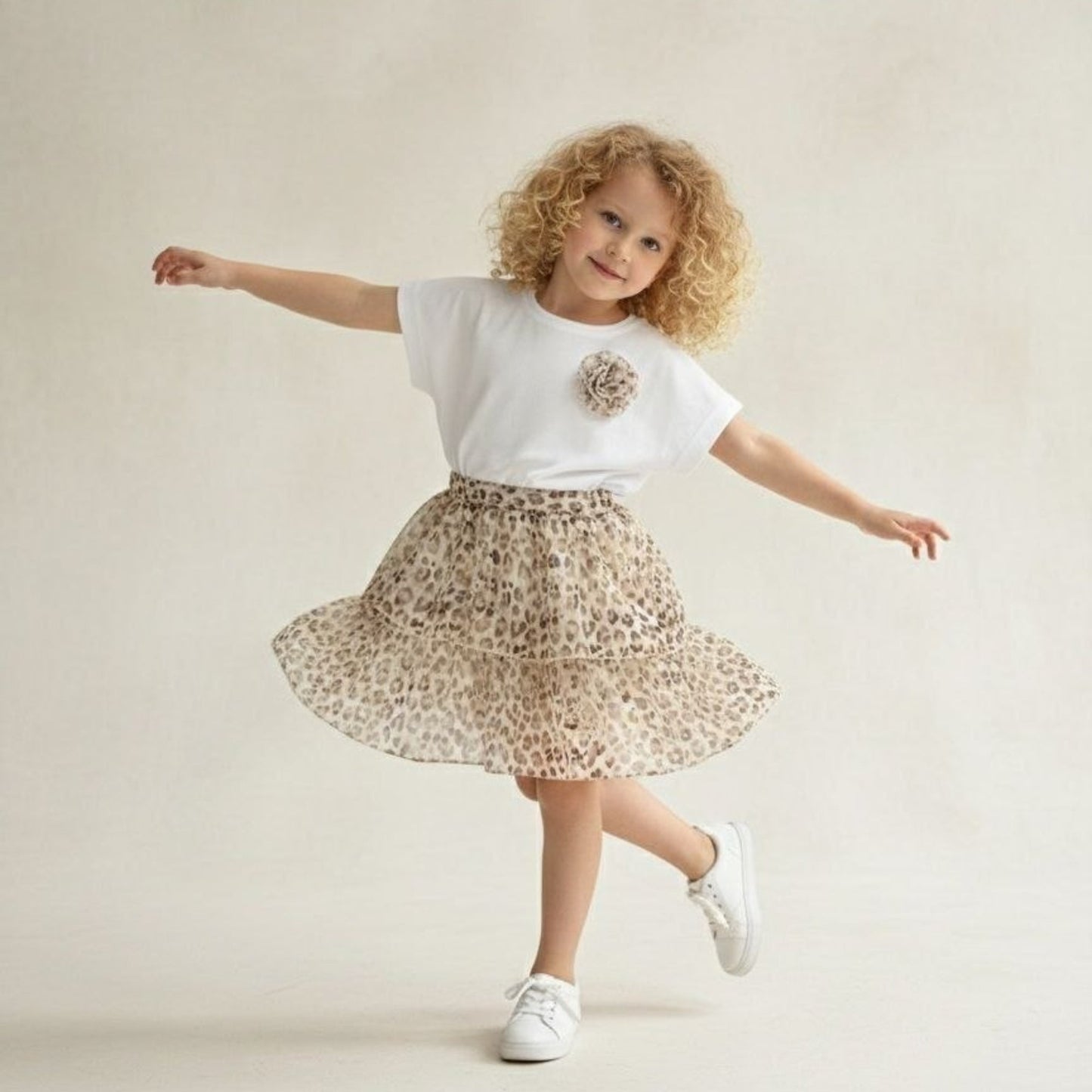 Ensemble jupe fille imprimé safari