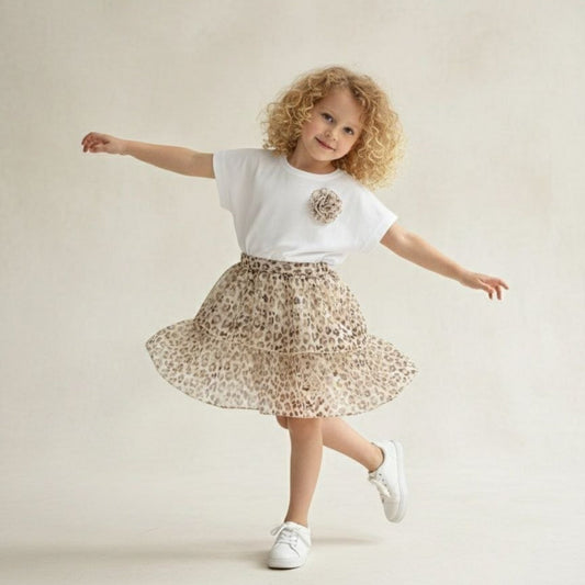 Ensemble jupe fille imprimé safari