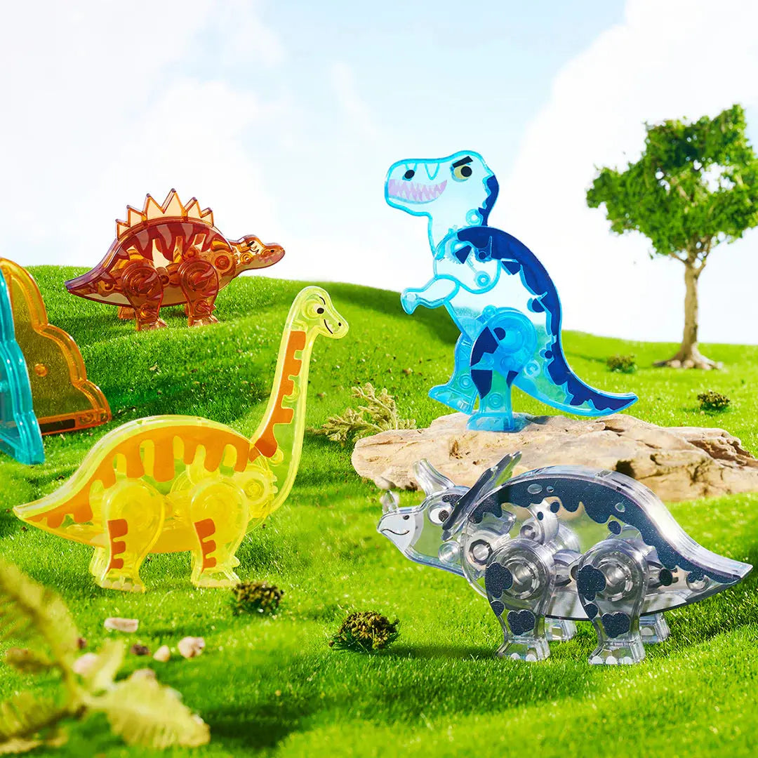 Colorful Magnetic Tiles: Jurassic Adventure 48pcs