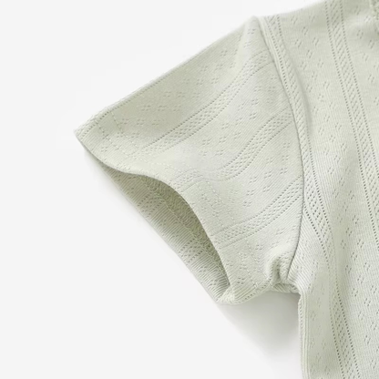 Organic Cotton Pointelle Short Sleeve Romper