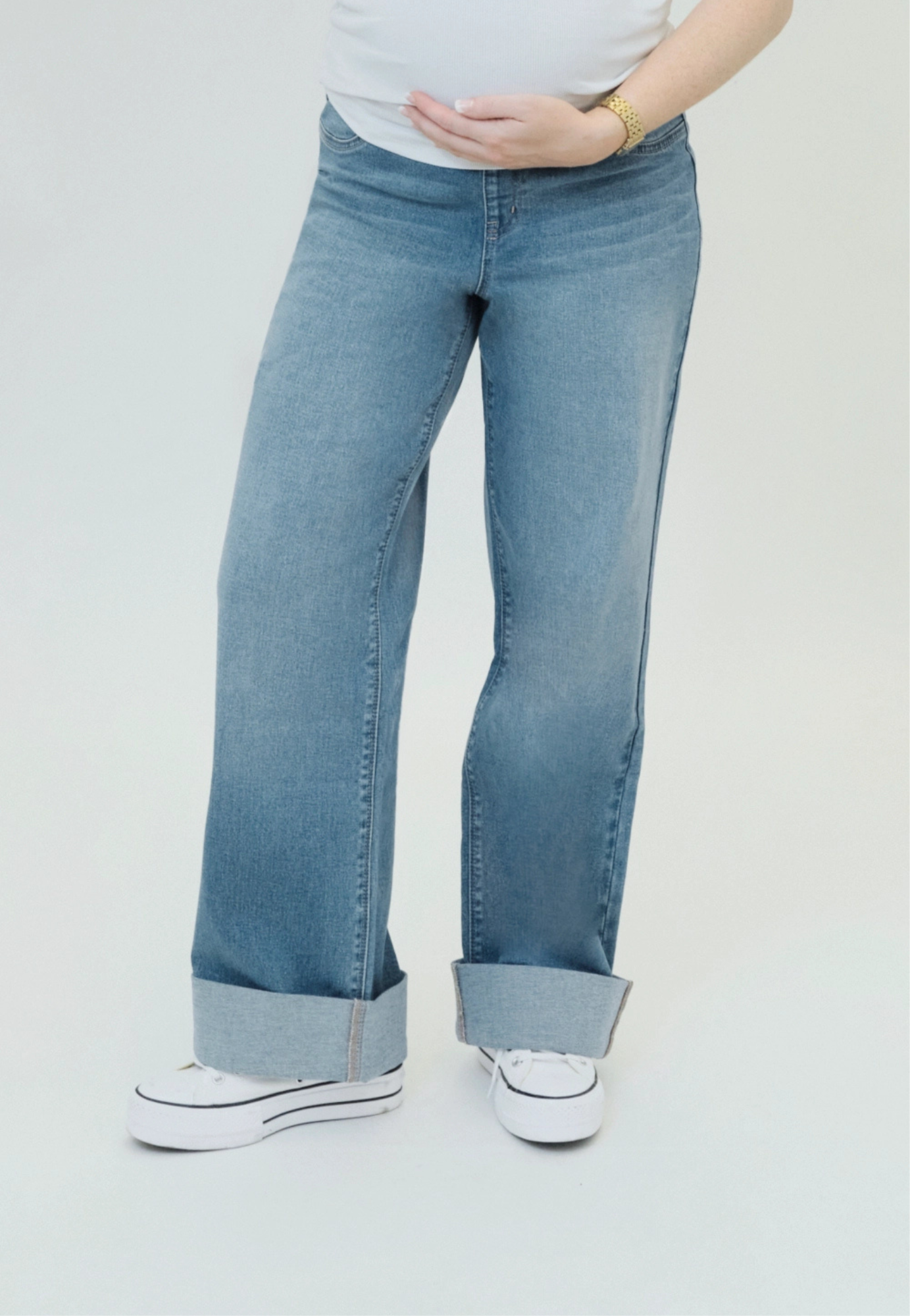 Willa Roll-Cuff Wide-Leg Maternity Jeans