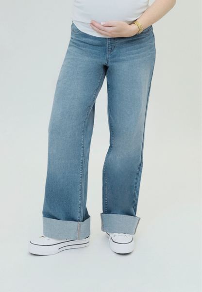 Willa Roll-Cuff Wide-Leg Maternity Jeans