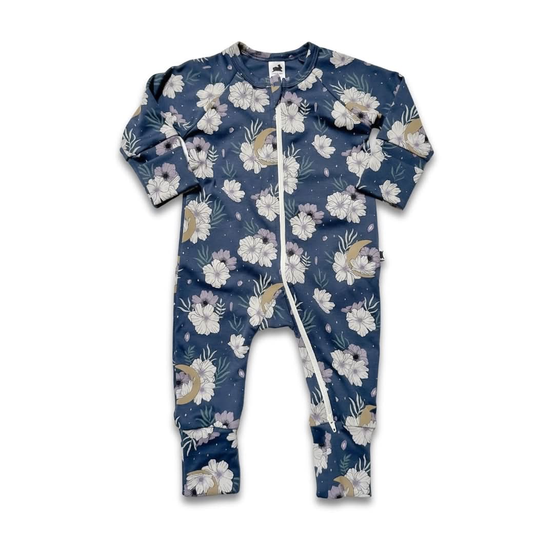 Bamboo Baby Zipper Footed Onesie | Night Sky