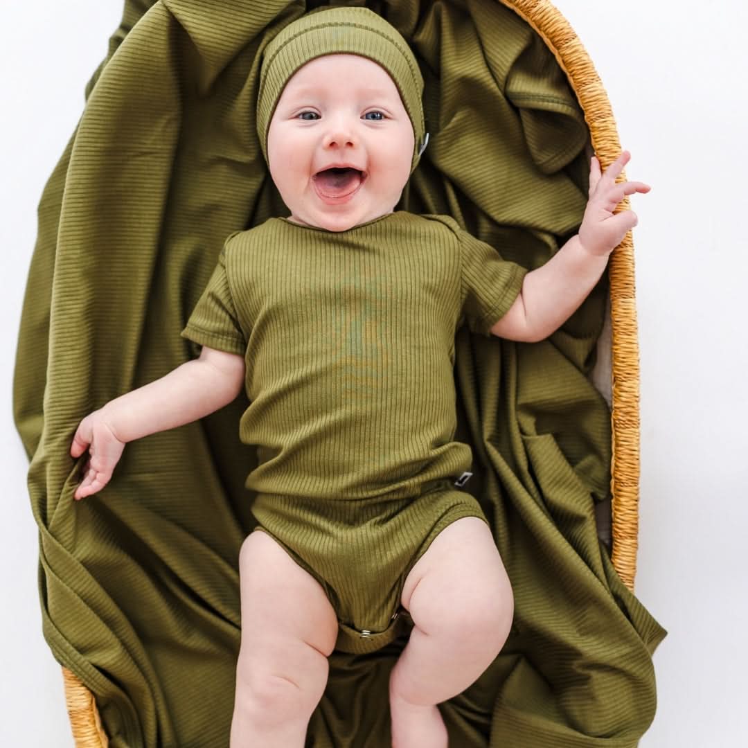 Baby Bamboo Onesie | Olive Rib