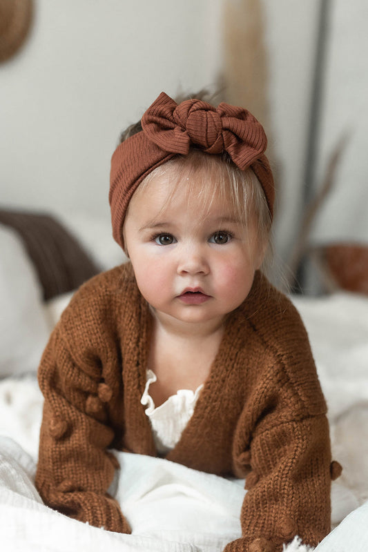 Modal Ribbed Headwrap – Chocolate (0-3 Years)