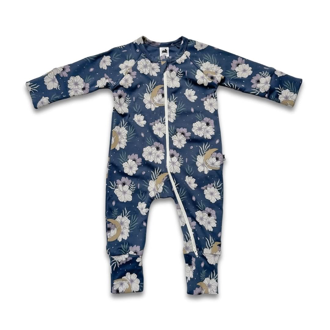 Bamboo Baby Zipper Footed Onesie | Outer Space