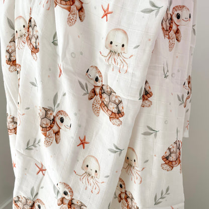 Mousseline bambou et coton - Tatiana la tortue