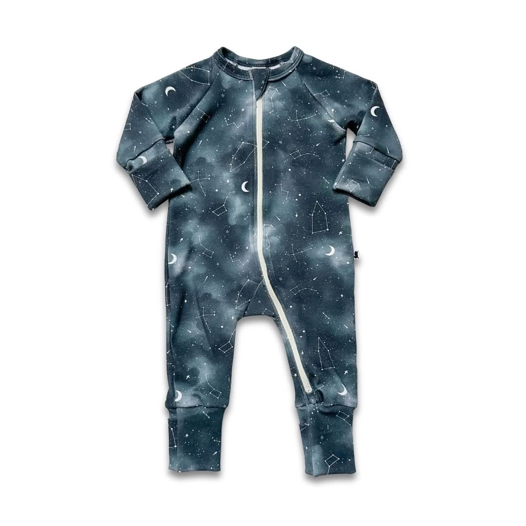 Bamboo Baby Zipper Footed Onesie | Twilight Grove