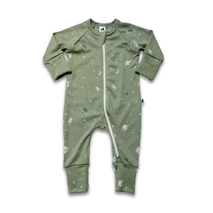 Rayon from Bamboo Baby Zipper Footed Onesie | Outer Space