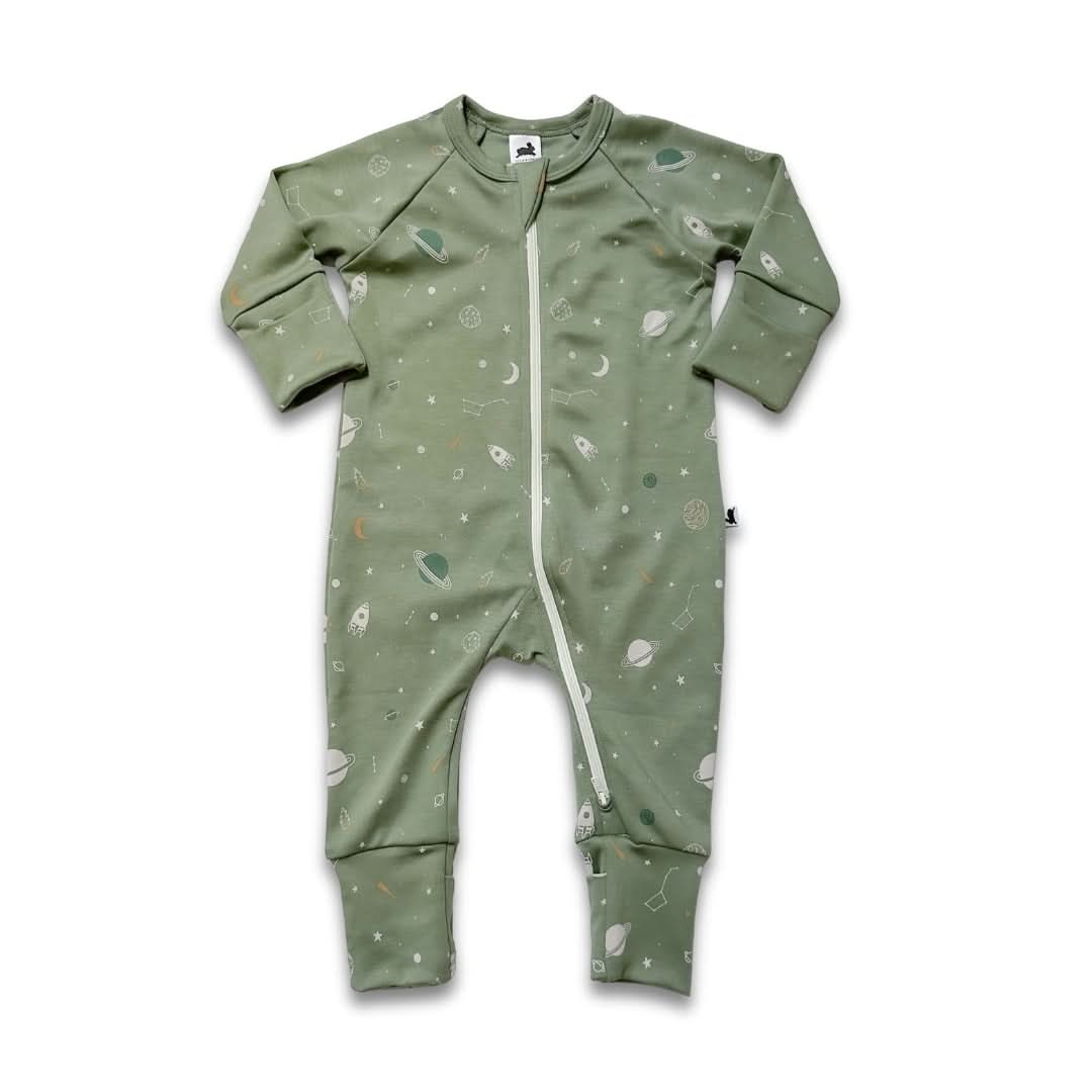 Bamboo Baby Zipper Footed Onesie | Twilight Grove