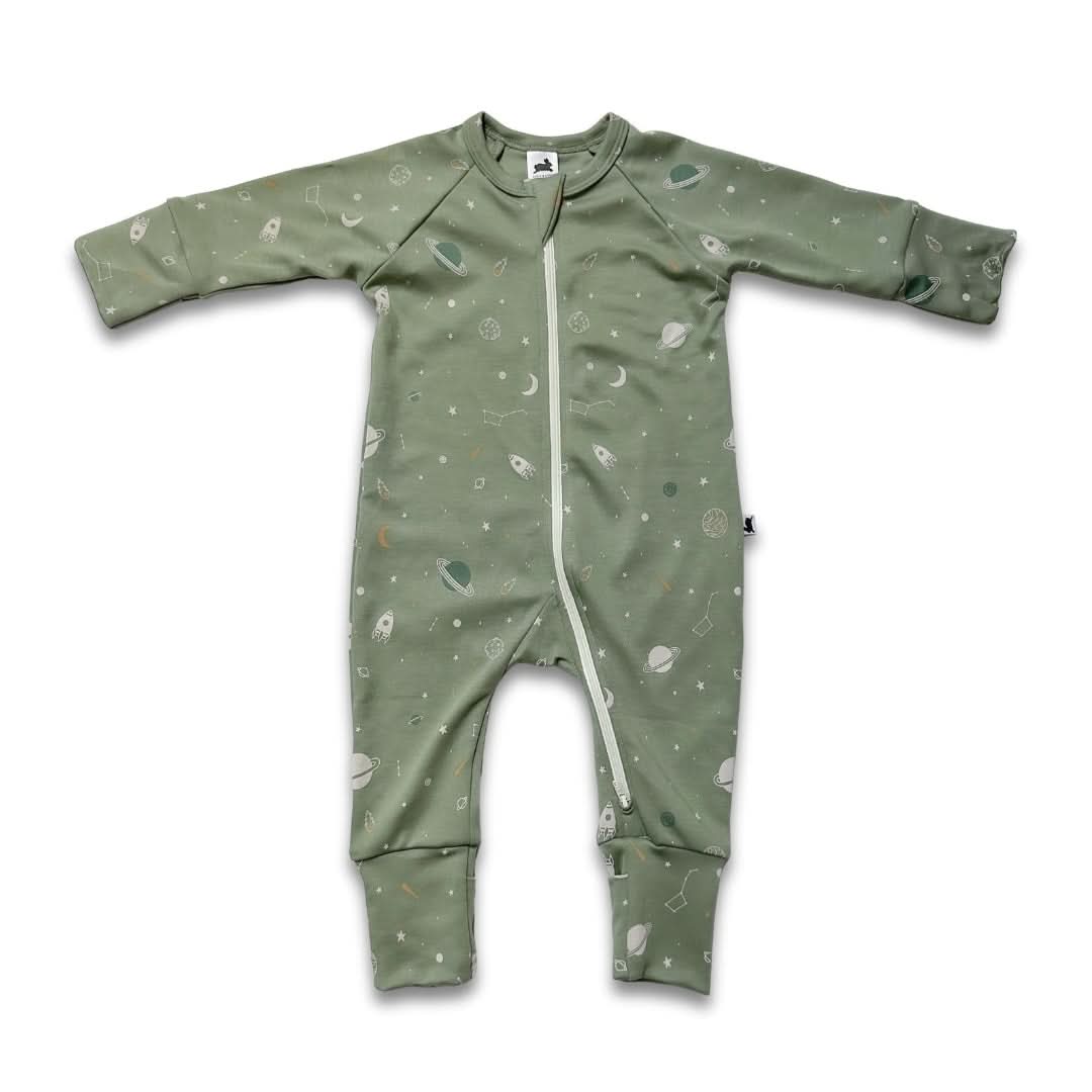 Bamboo Baby Zipper Footed Onesie | Twilight Grove