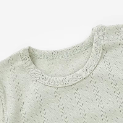 Organic Cotton Pointelle Long Sleeve Romper