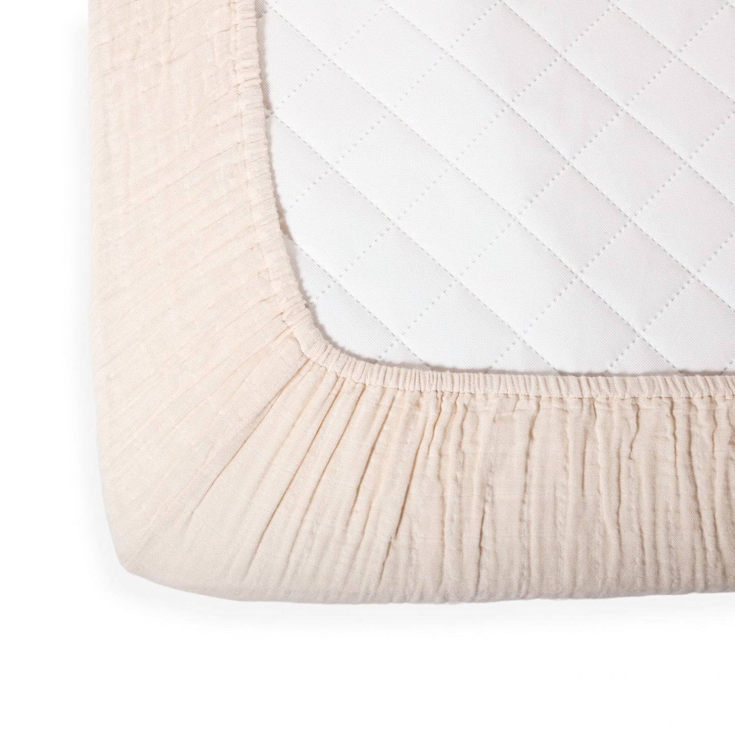 Draps-housses en mousseline de coton biologique pour berceau - Ivoire