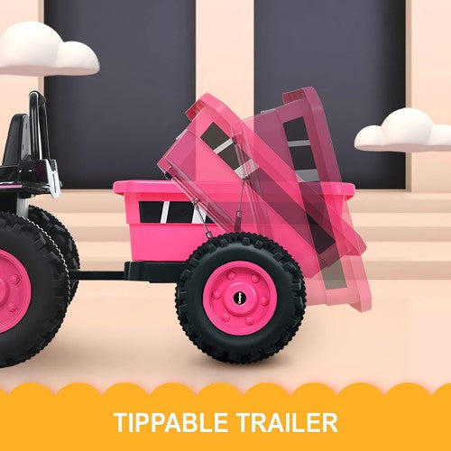 Voiture électrique pour enfants tracteur 6V 2026 avec télécommande et remorque détachable