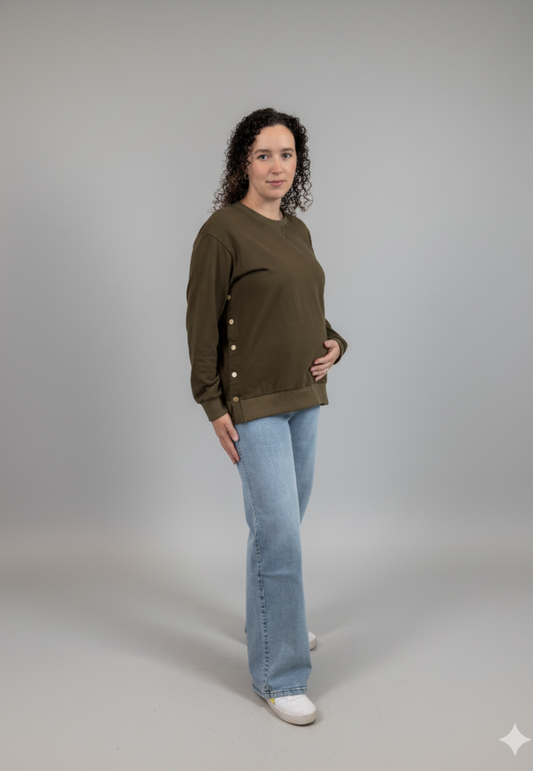Sienna Side-Button Maternity Nursing Sweatshirt