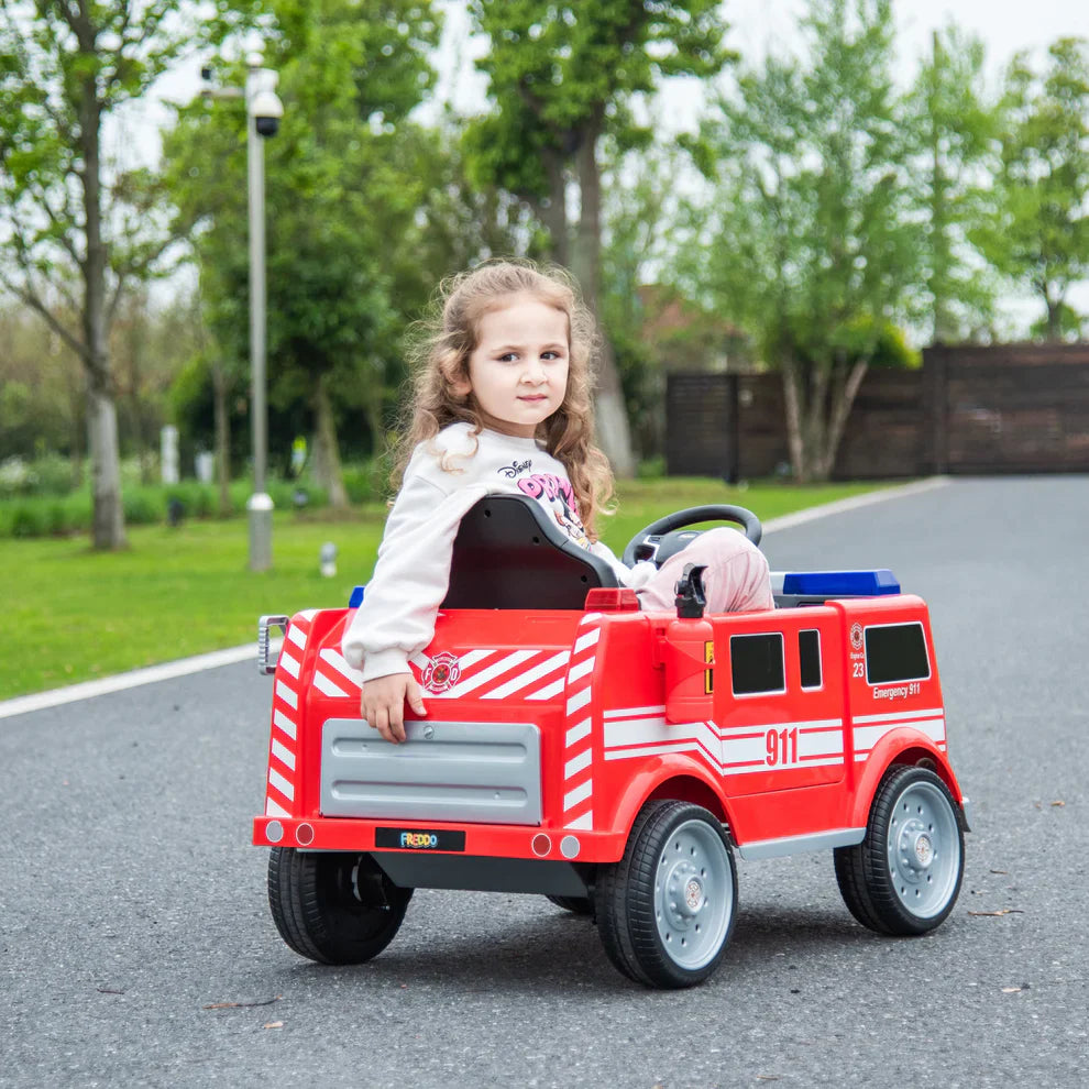 Camion de pompier 2026 12V DELUXE pour enfant, avec télécommande