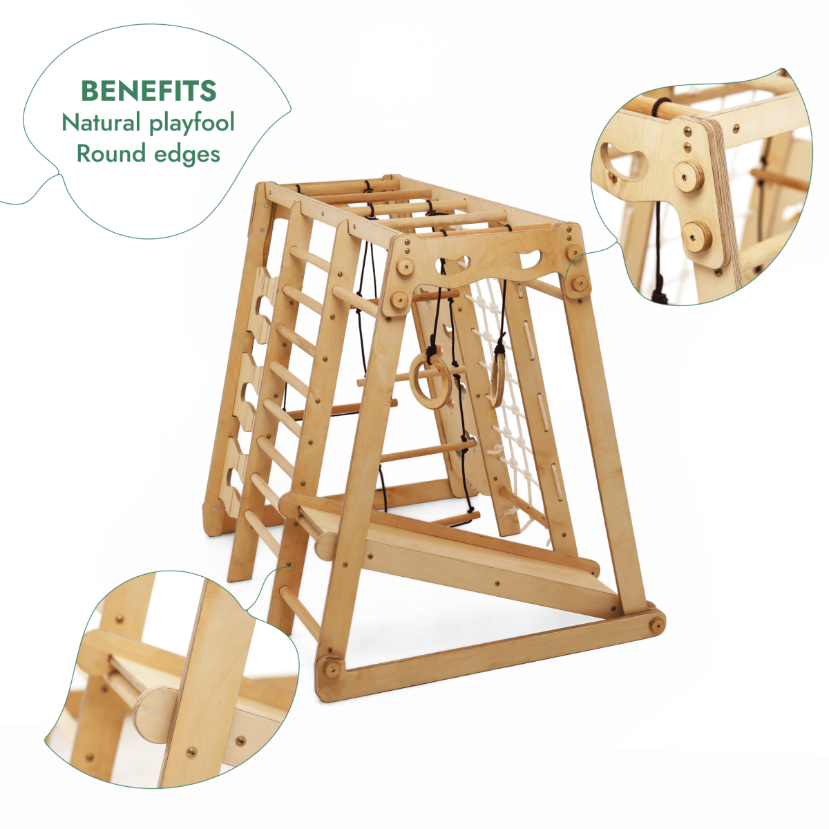 Aire de jeux d'intérieur 6-en-1 pour tout-petits : Aire de jeux + Balançoires + Toboggan + Corde + Escalier
