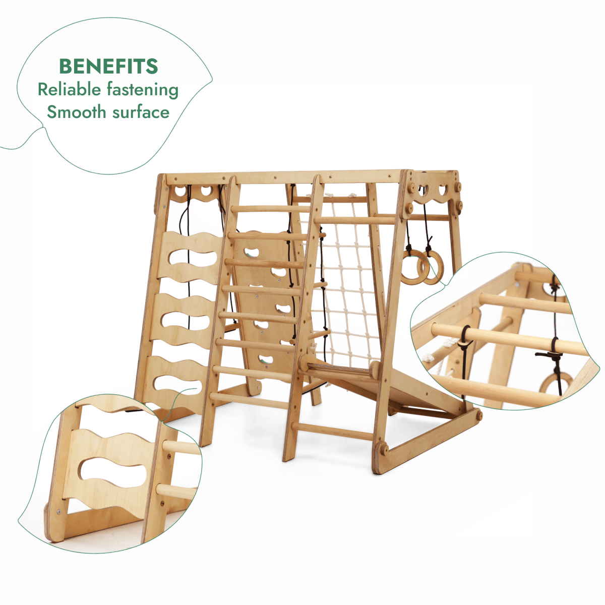 Aire de jeux d'intérieur 6-en-1 pour tout-petits : Aire de jeux + Balançoires + Toboggan + Corde + Escalier