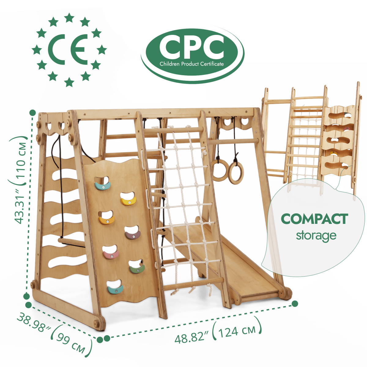 Aire de jeux d'intérieur 6-en-1 pour tout-petits : Aire de jeux + Balançoires + Toboggan + Corde + Escalier