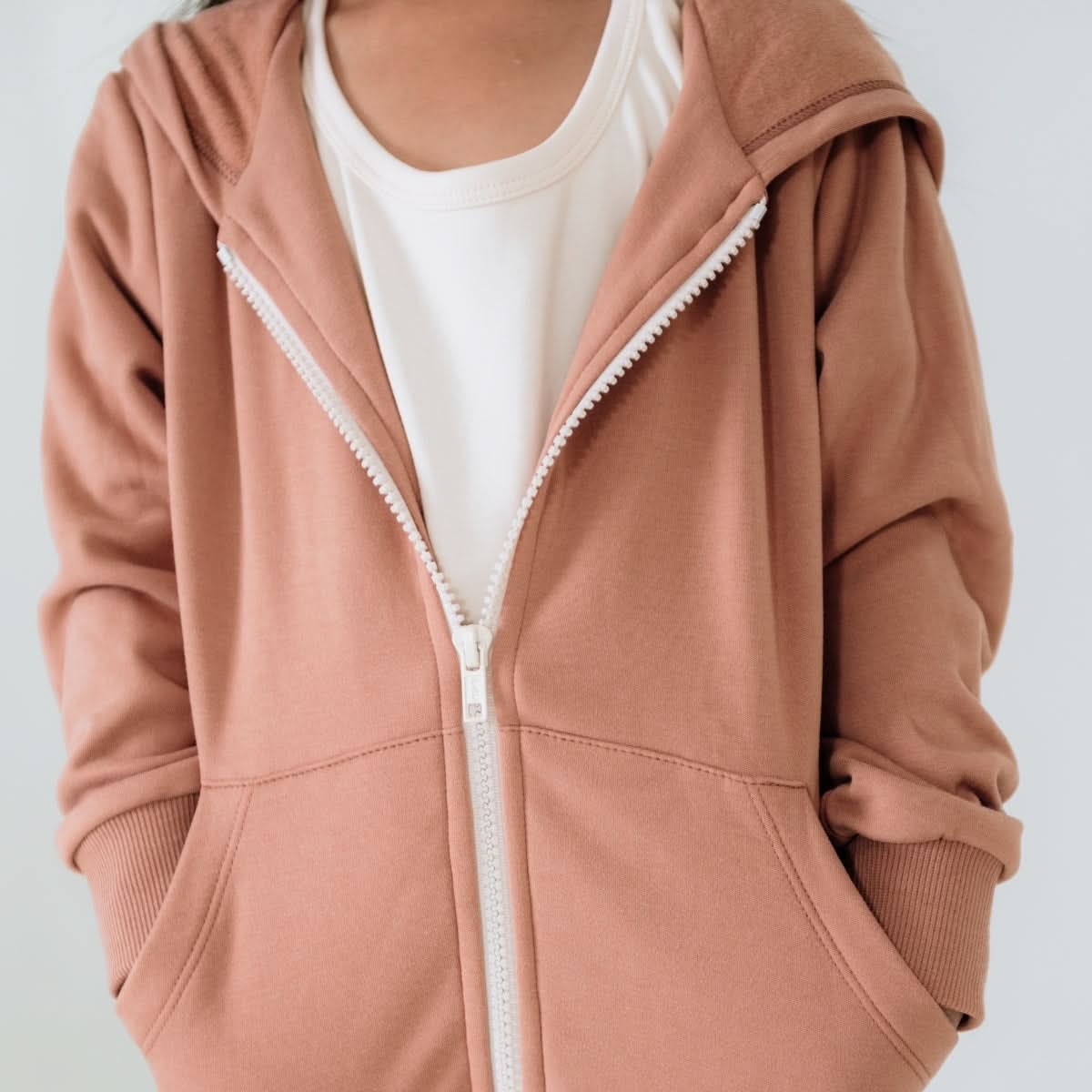 Sweat à capuche zippé en molleton de bambou pour enfant | Bleu marine