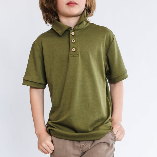 Youth Bamboo Polo Shirt | Olive